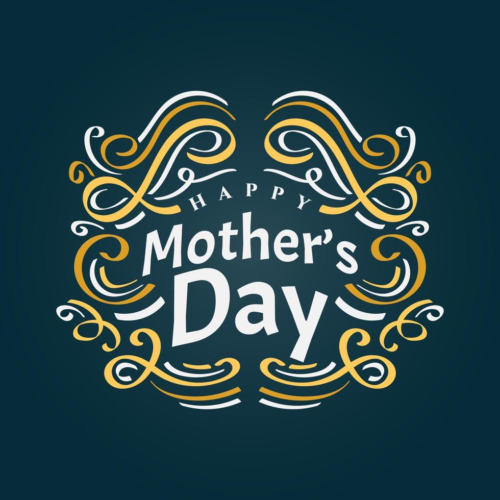 glücklich Mutter Tag Beschriftung mit Weiß und Gelb Kombination Farbe. können Sein benutzt zum Gruß Karte, Poster, Banner, oder t Hemd Design vektor