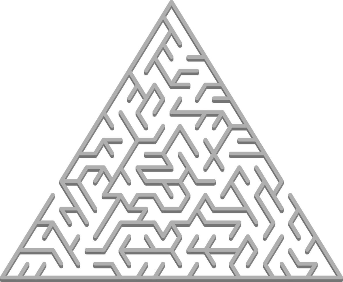 vektor layout med en grå triangulär 3d labyrint, gåta.