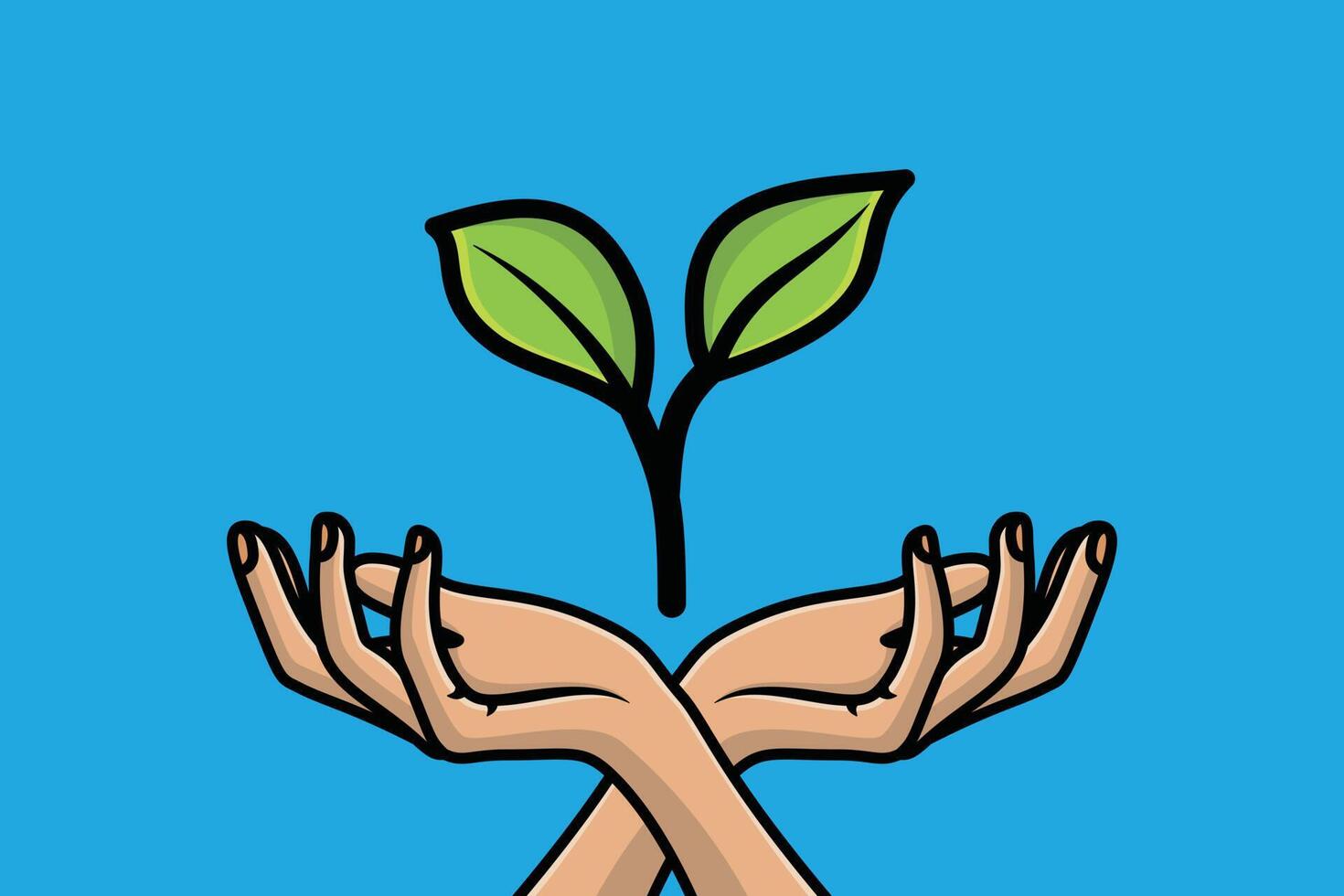 Menschen Hand mit Pflanze Vektor Illustration. Menschen Natur Symbol Konzept. Wachstum Konzept. Umgebung freundlich Symbol.