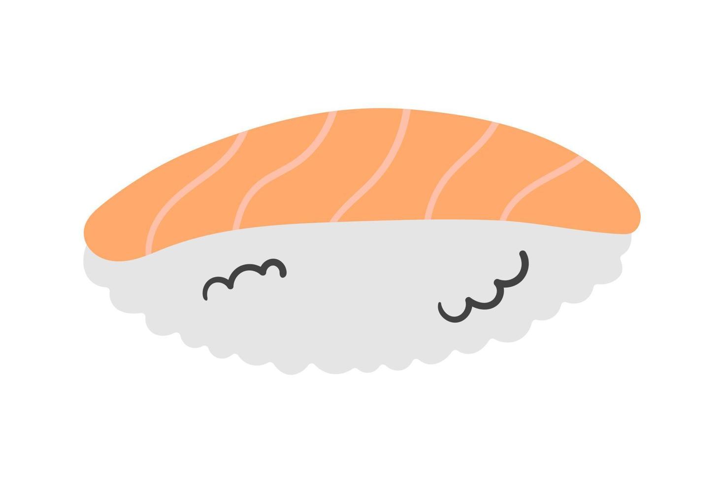 japansk mat sushi med lax i de platt klotter stil. vektor illustration för meny restaurang, mat leverans