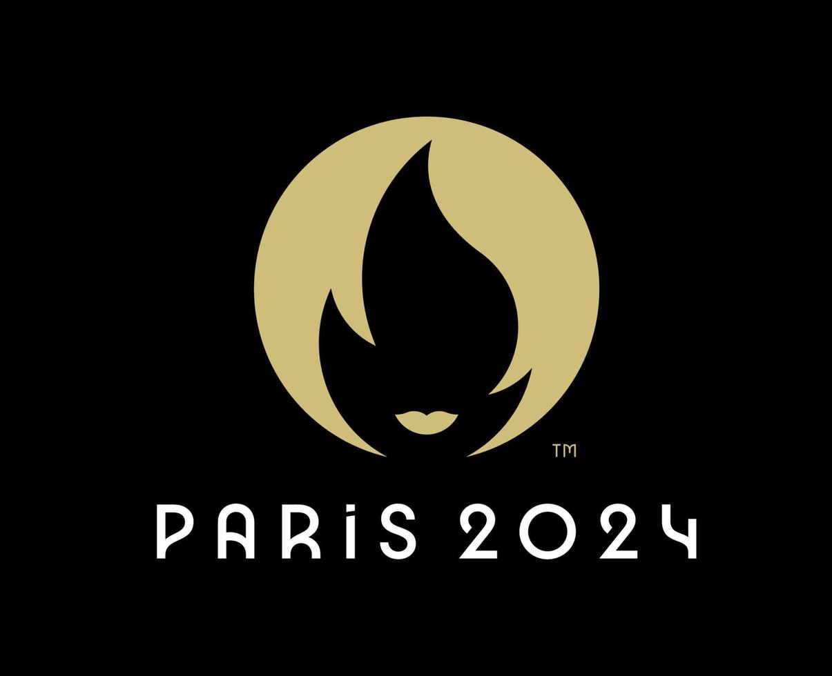 paris 2024 logotyp officiell olympic spel symbol abstrakt design vektor illustration med svart bakgrund