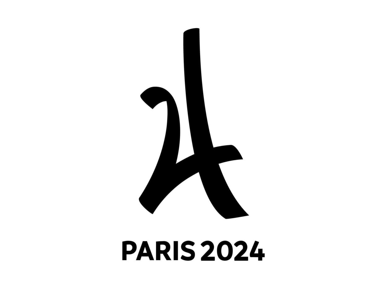 paris 2024 olympic spel logotyp officiell symbol svart abstrakt design vektor illustration