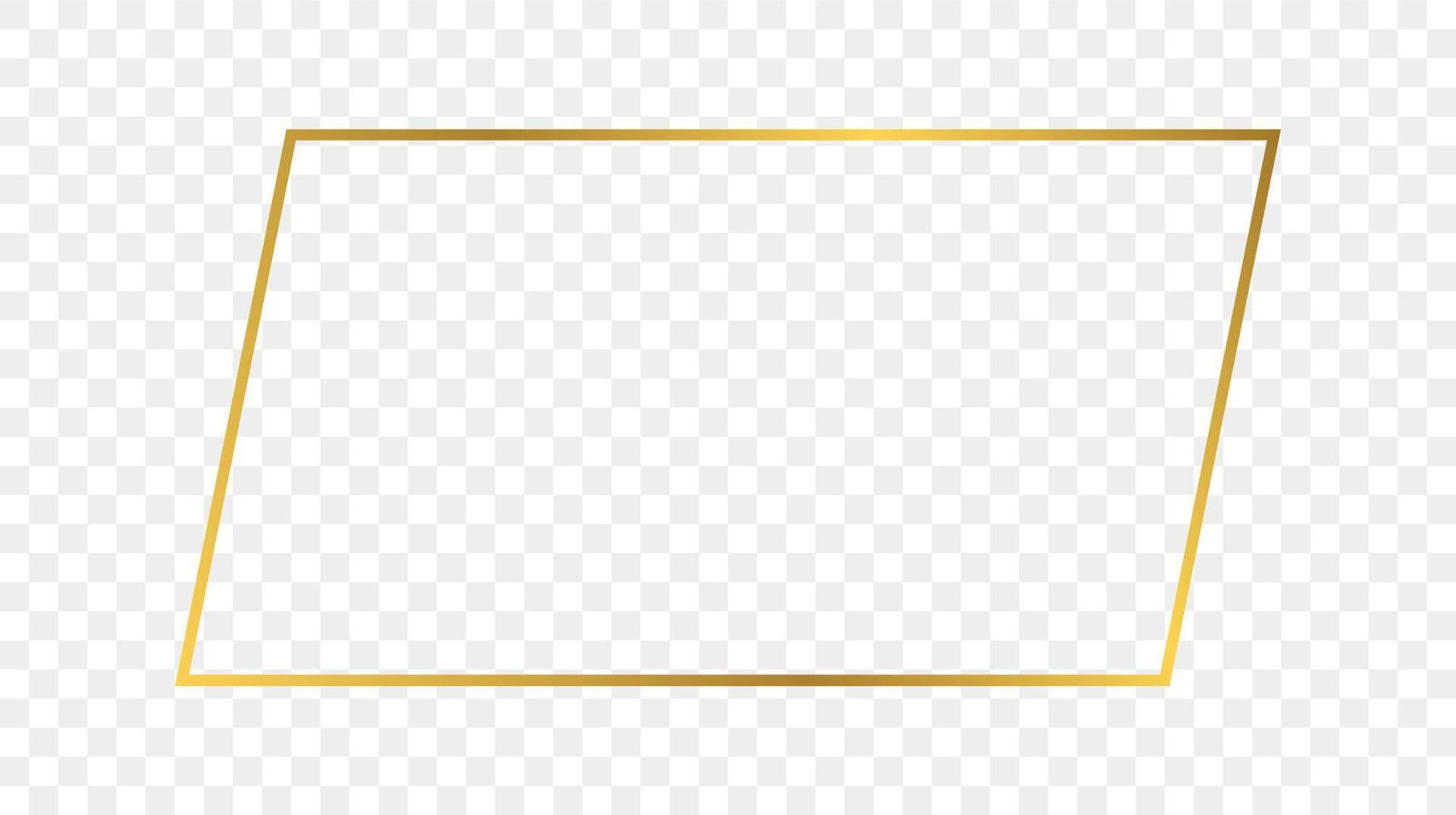 guld lysande rektangulär form ram isolerat på bakgrund. skinande ram med lysande effekter. vektor illustration.