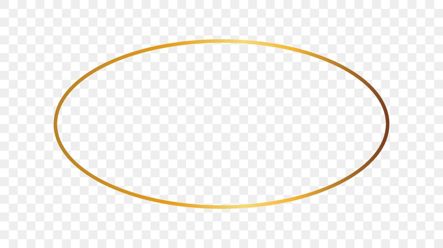 Gold glühend Oval gestalten Rahmen isoliert auf Hintergrund. glänzend Rahmen mit glühend Auswirkungen. Vektor Illustration.