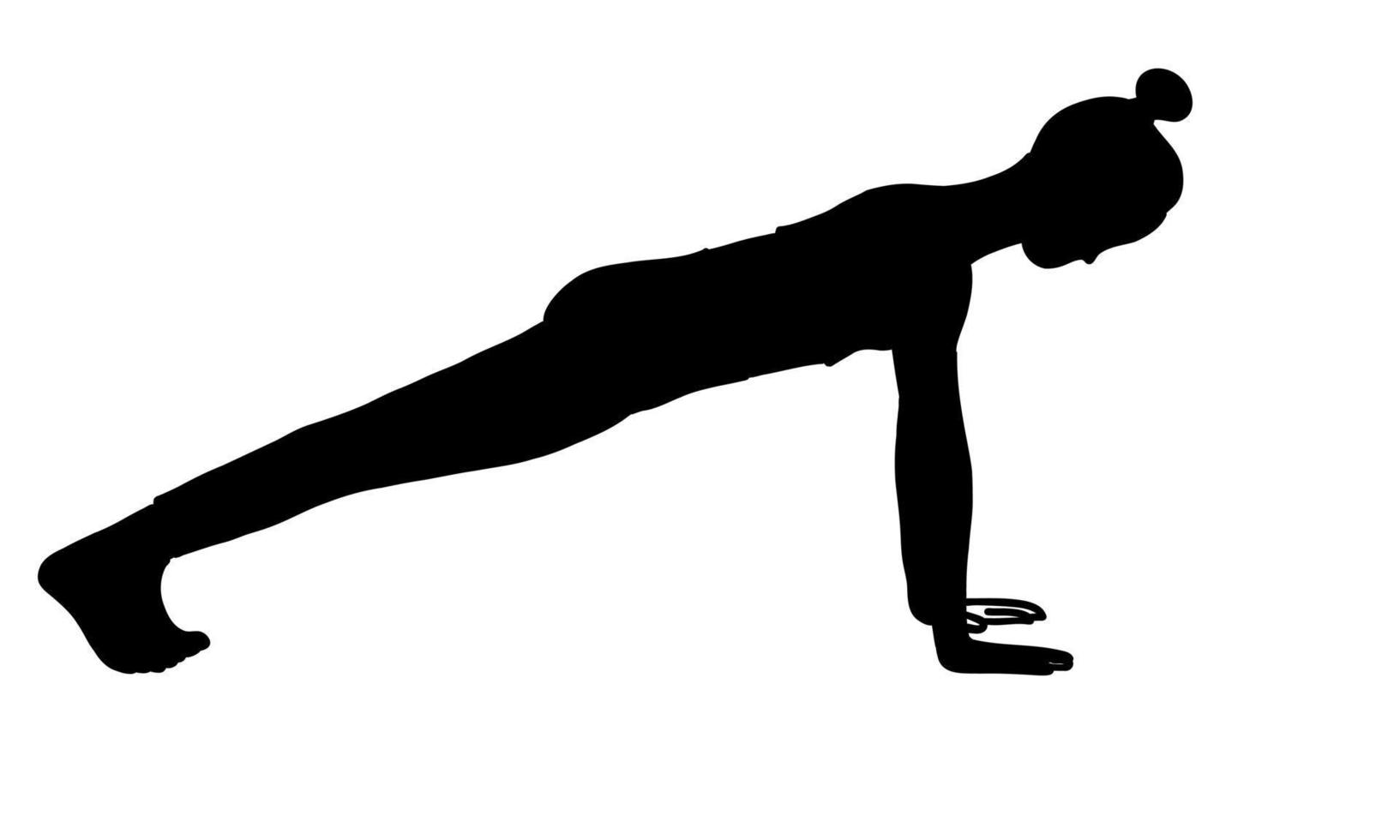 Träning i yoga utgör kvinna karaktär. meditation, pilates, mental hälsa. svart skugga stil. kvinna, lady, kvinna, flicka. vektor illustration i tecknad serie platt stil isolerat på vit bakgrund.