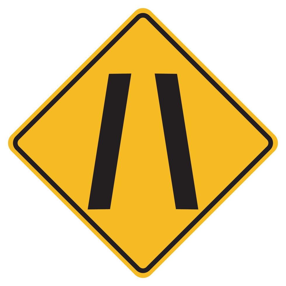 Verengung des Verkehrsstraßensymbolzeichens isolieren auf weißem Hintergrund, Vektorillustration eps.10 vektor