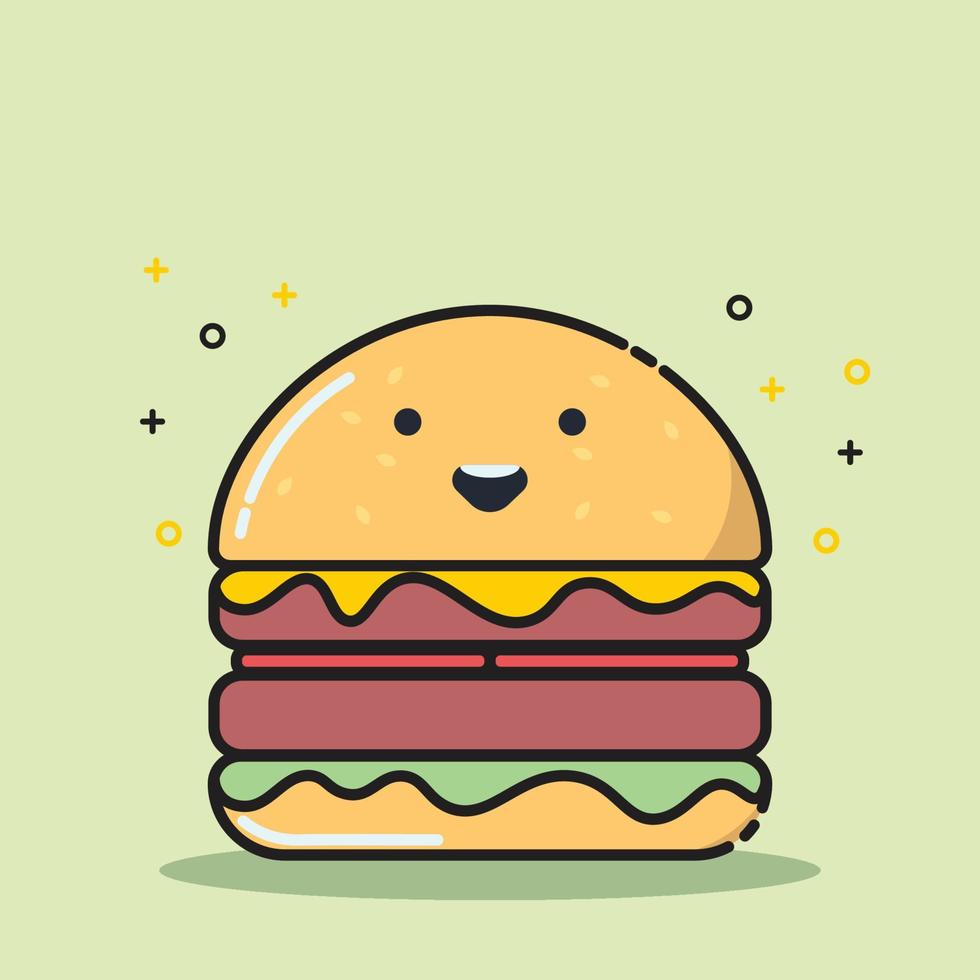süß Vektor Käse Burger und Pastetchen Karikatur