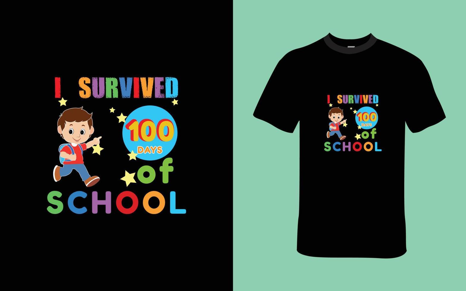 jag överlevde 100 dagar av skola t skjorta design vektor