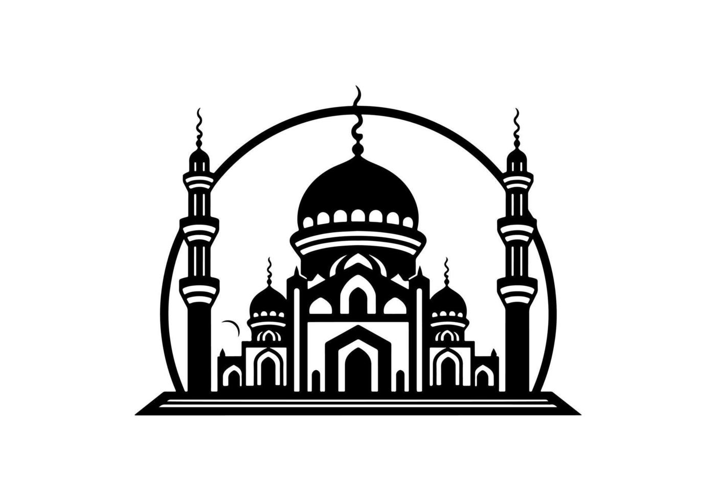 Moschee Linie Kunst Gebäude frei, Moschee Gliederung Vektor, Moschee Illustration, Moschee Symbol, Moschee Logo vektor