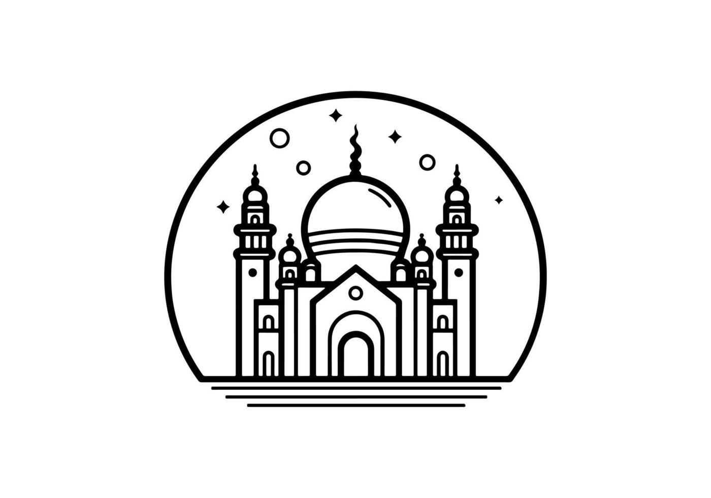 moské linje konst byggnad fri, moské översikt vektor, moské illustration, moské ikon, moské logotyp vektor