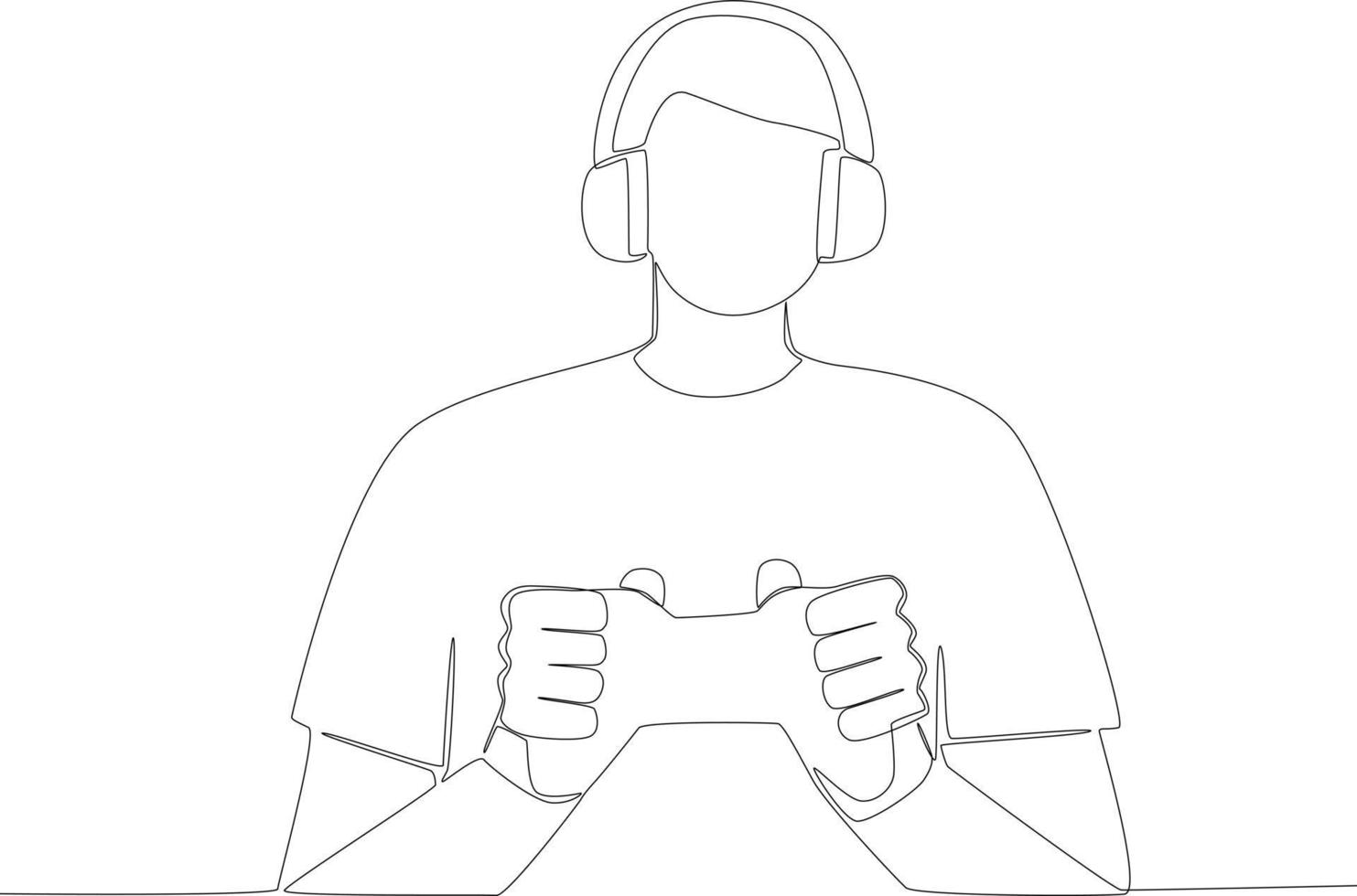 ein jung Mann Verwendet ein Headset und abspielen Bahnhof zu spielen Spiele vektor
