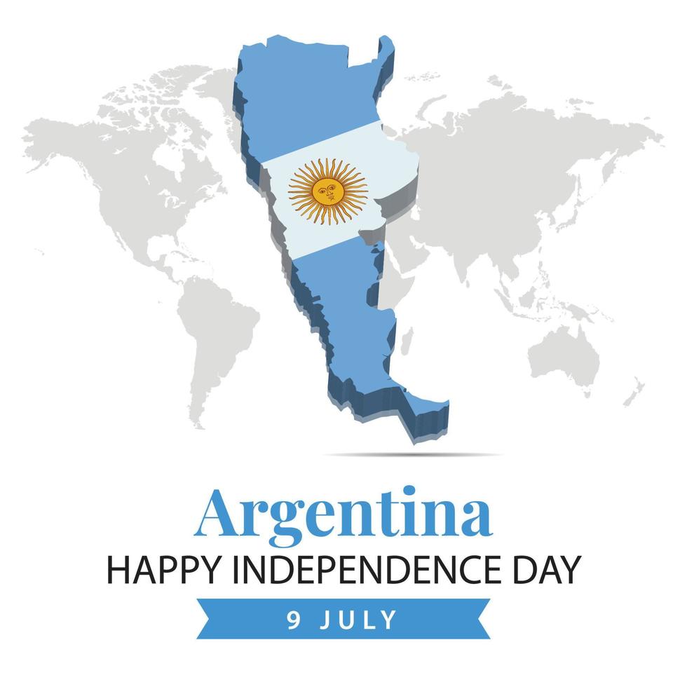 argentina oberoende dag, 3d tolkning argentina oberoende dag illustration med 3d Karta och flagga färger tema vektor