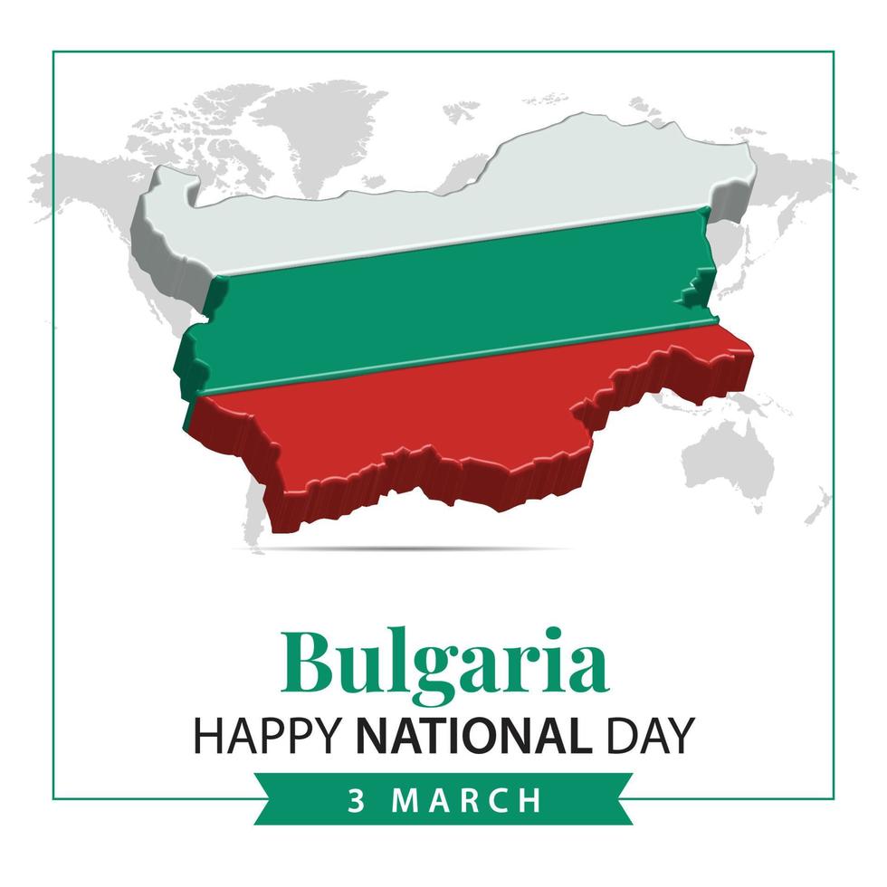 bulgarien nationell dag, 3d tolkning bulgarien nationell dag illustration med 3d Karta och flagga färger tema vektor