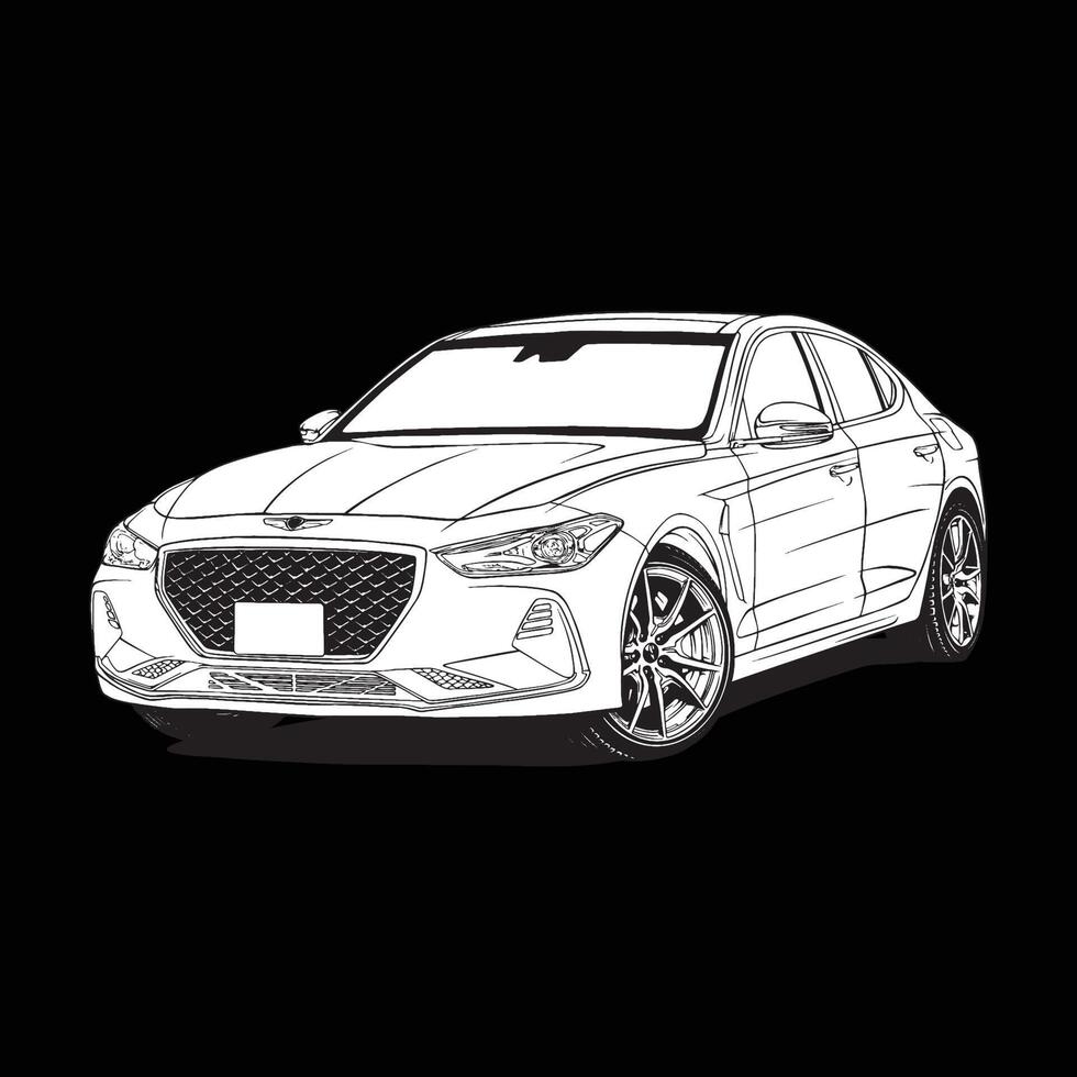 koreanska sport sedan bil illustration vektor linje konst