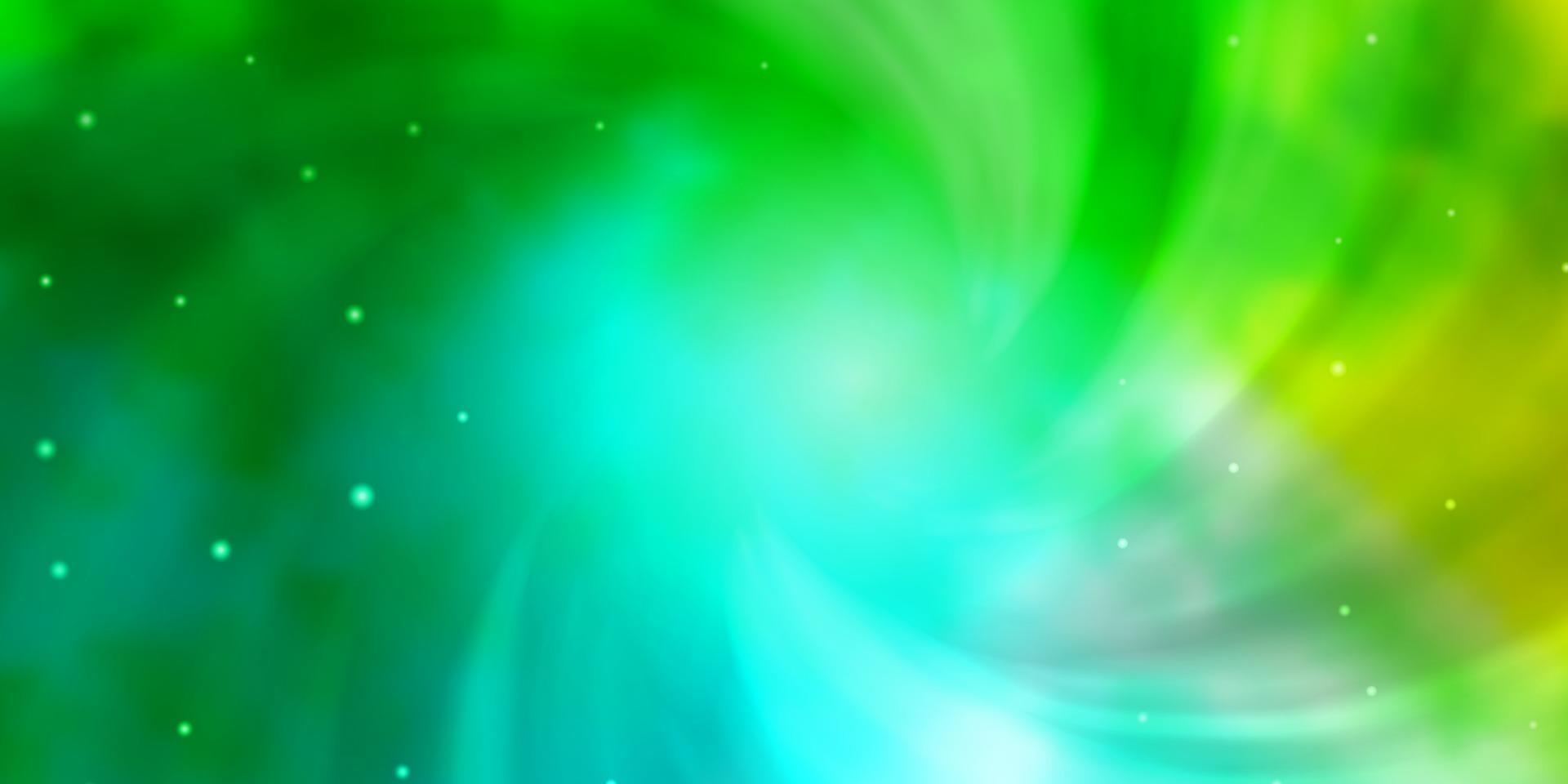 hellblaue, grüne Vektorschablone mit Neonsternen. vektor