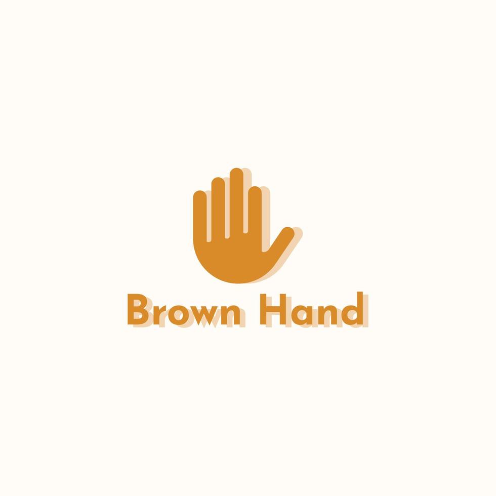 braun Farbe Hand Logo mit zwei Lagen. vektor