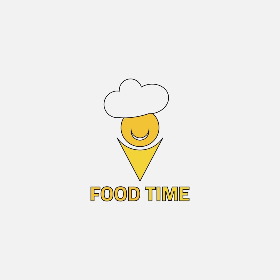 Essen Bedienung App Logo mit Punkte gestalten und Kopf Koch. vektor