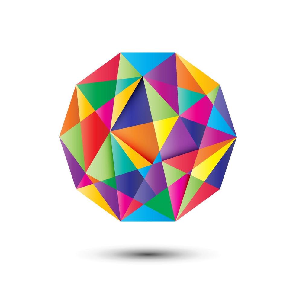 färgglada polygonboll vektor