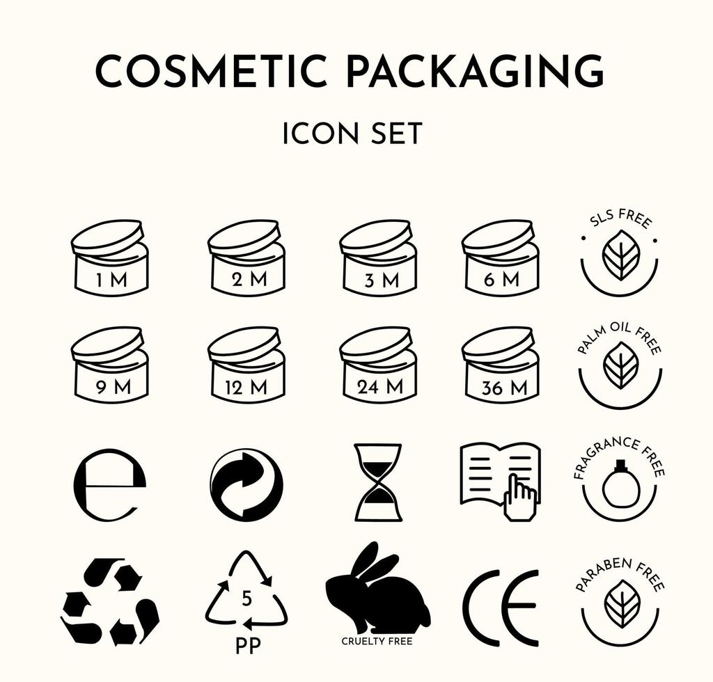 organisch Kosmetika Verpackung und Recycling einstellen vektor