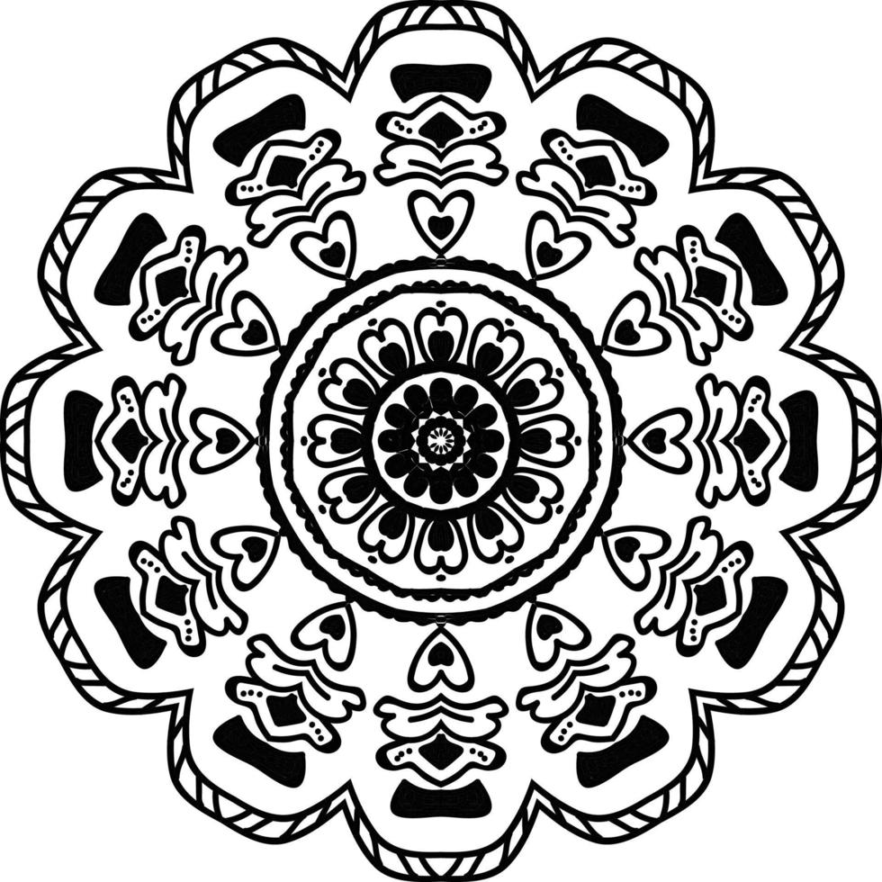 schwarz und Weiß Blumen- Arabisch Zier runden Spitze Ornament vektor