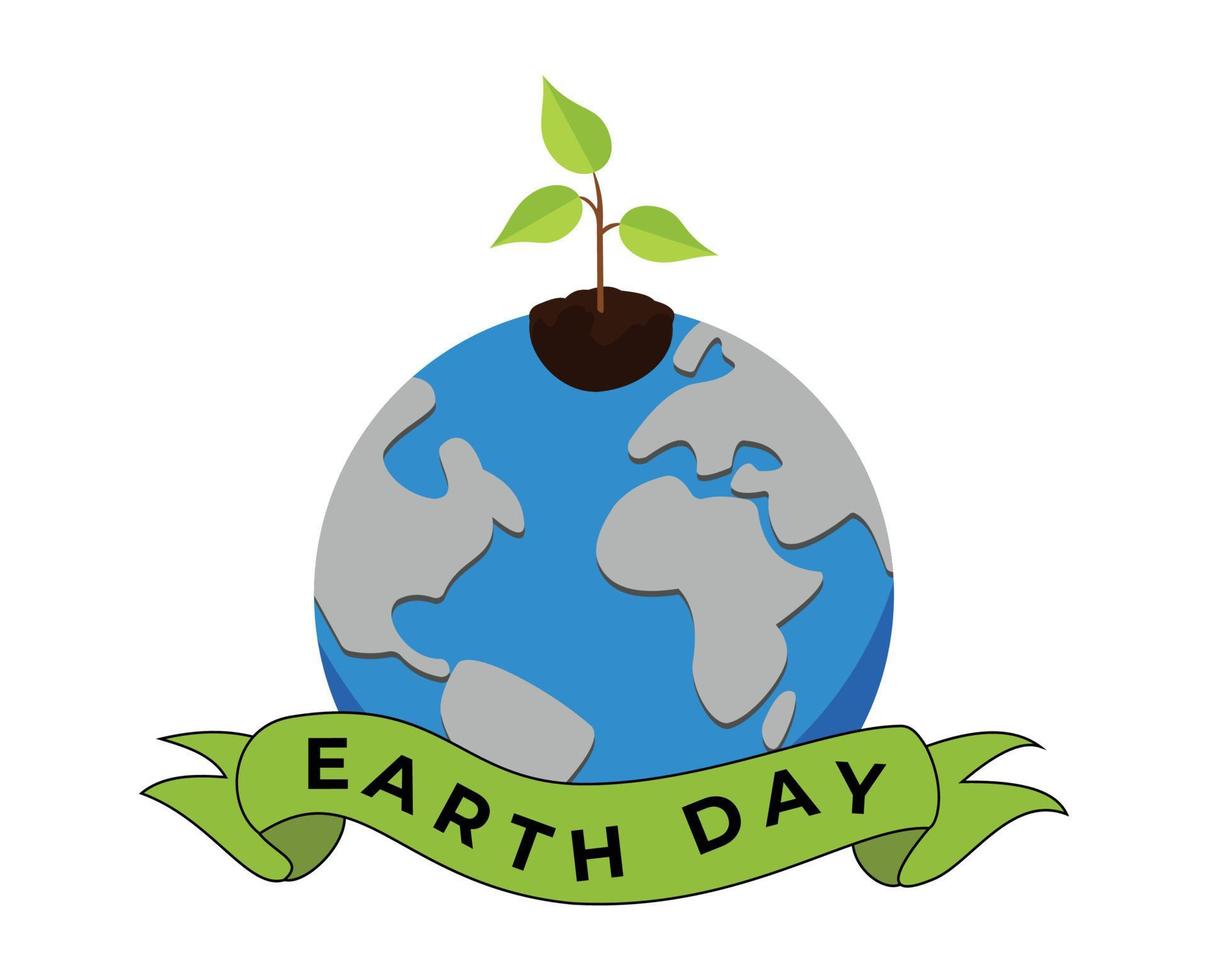 Illustration von Erde mit Pflanze Samen. glücklich Erde Tag Banner Illustration vektor