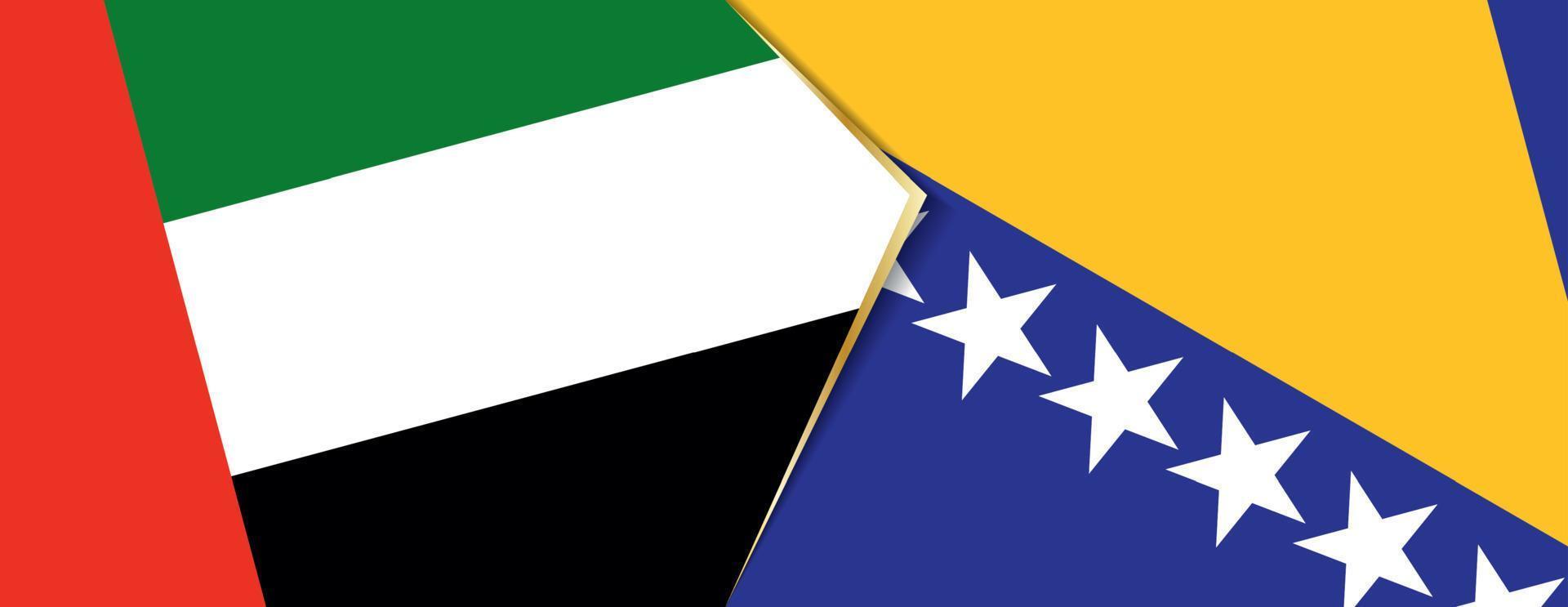 förenad arab emirates och bosnien och herzegovina flaggor, två vektor flaggor.