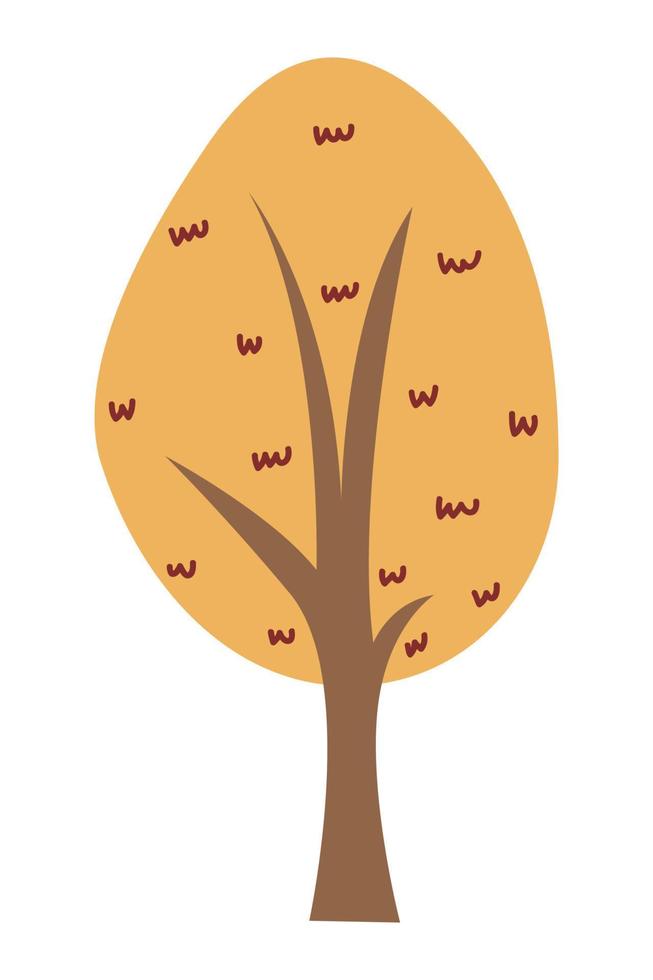 Karikatur Baum Illustration. Vektor Illustration von Herbst Bäume auf ein Weiß Hintergrund.