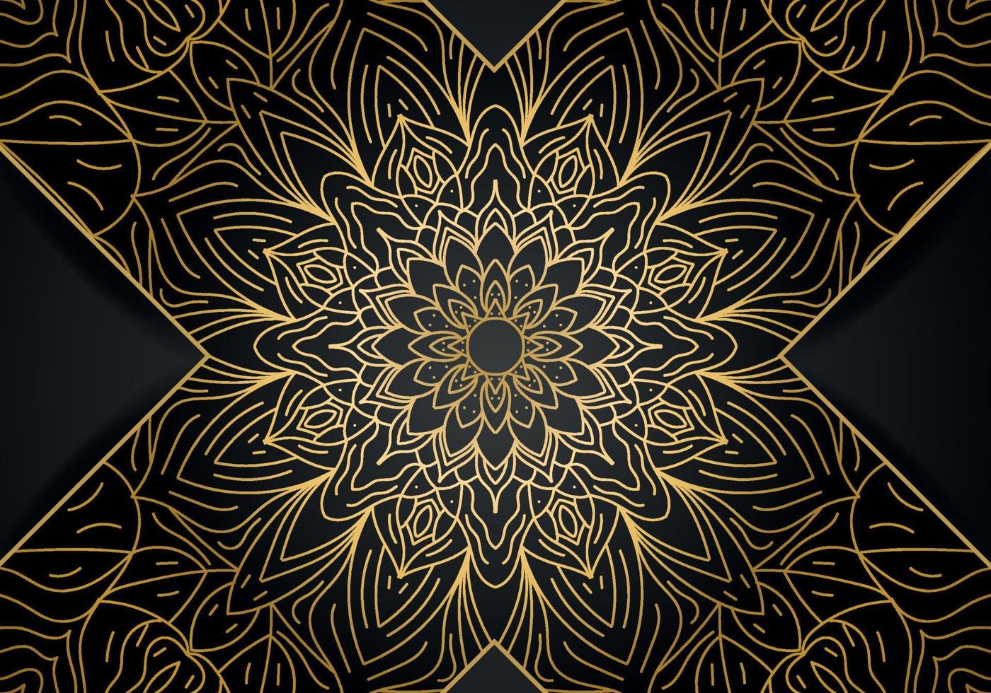 Luxus Vektor Mandala Hintergrund Design mit golden Farbe Muster. Vektor Zier Mandala Design.