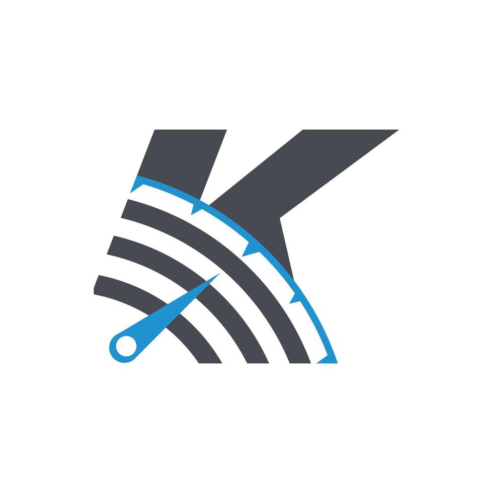 Initiale Brief k hoch Geschwindigkeit Internet Design Logo Vorlage vektor