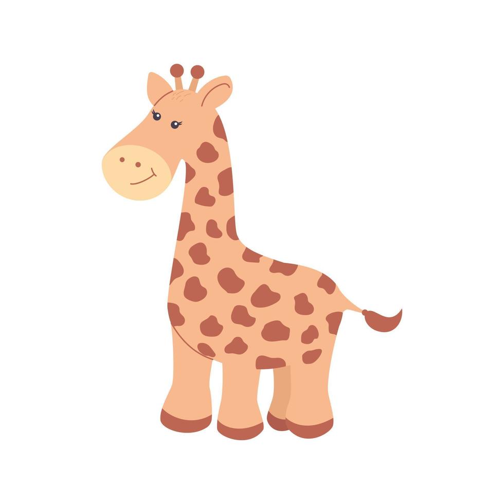 süß wenig Giraffe im Karikatur Stil. afrikanisch Urwald Tier. Giraffe Muster zum Drucken auf Stoff, Verpackung Papier, Hintergrund, Baby Zimmer, Baby Dusche Karte, Gruß Karte, Kinder T-Shirts, tragen. Vektor