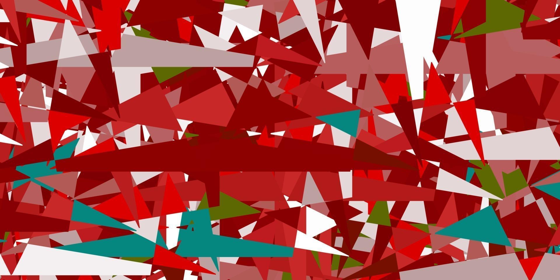 ljusgrön, röd vektorlayout med linjer, trianglar. vektor