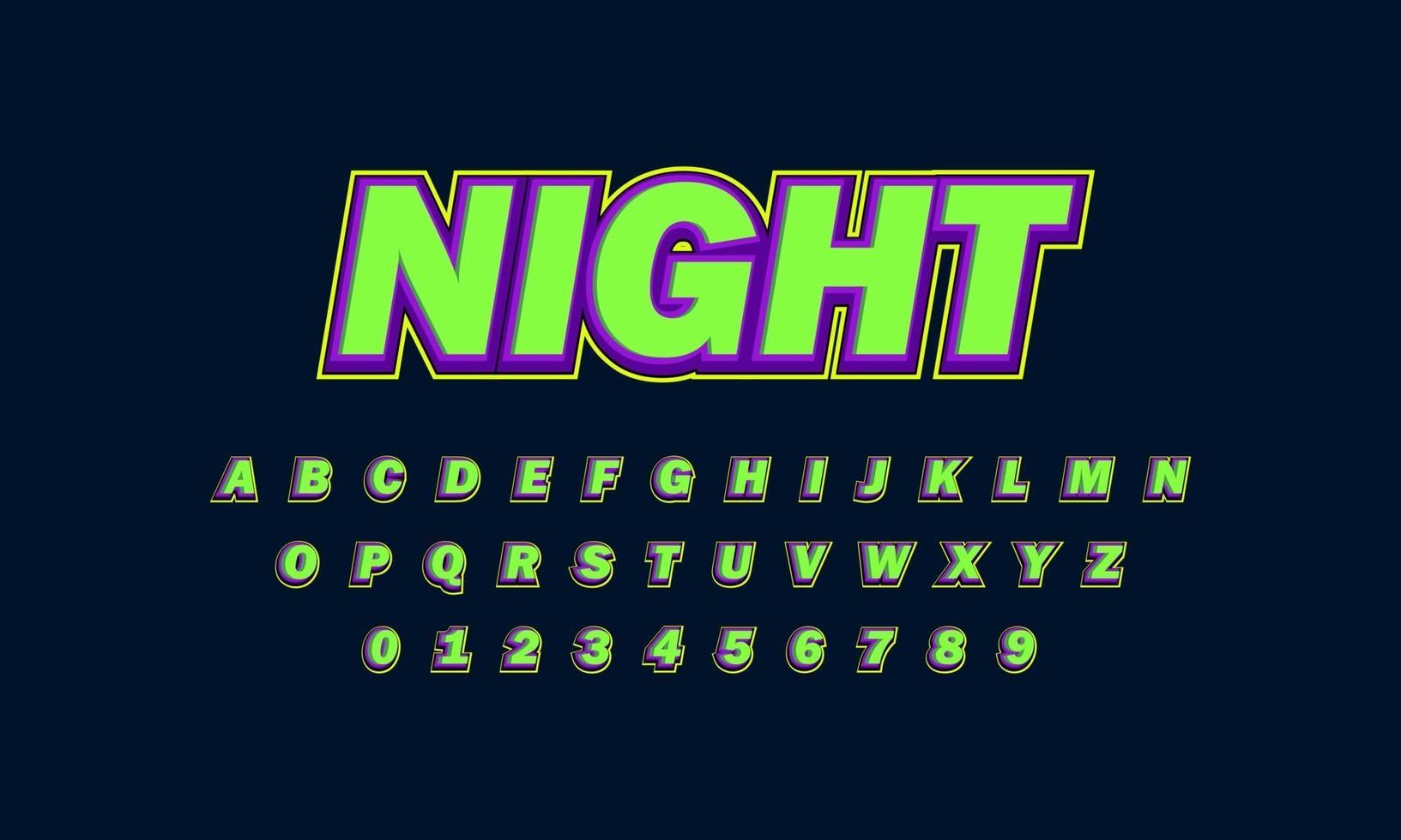 natt typsnitt alfabetet vektor