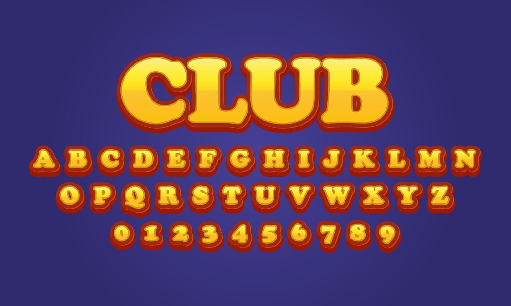 Club Schriftart Alphabet vektor