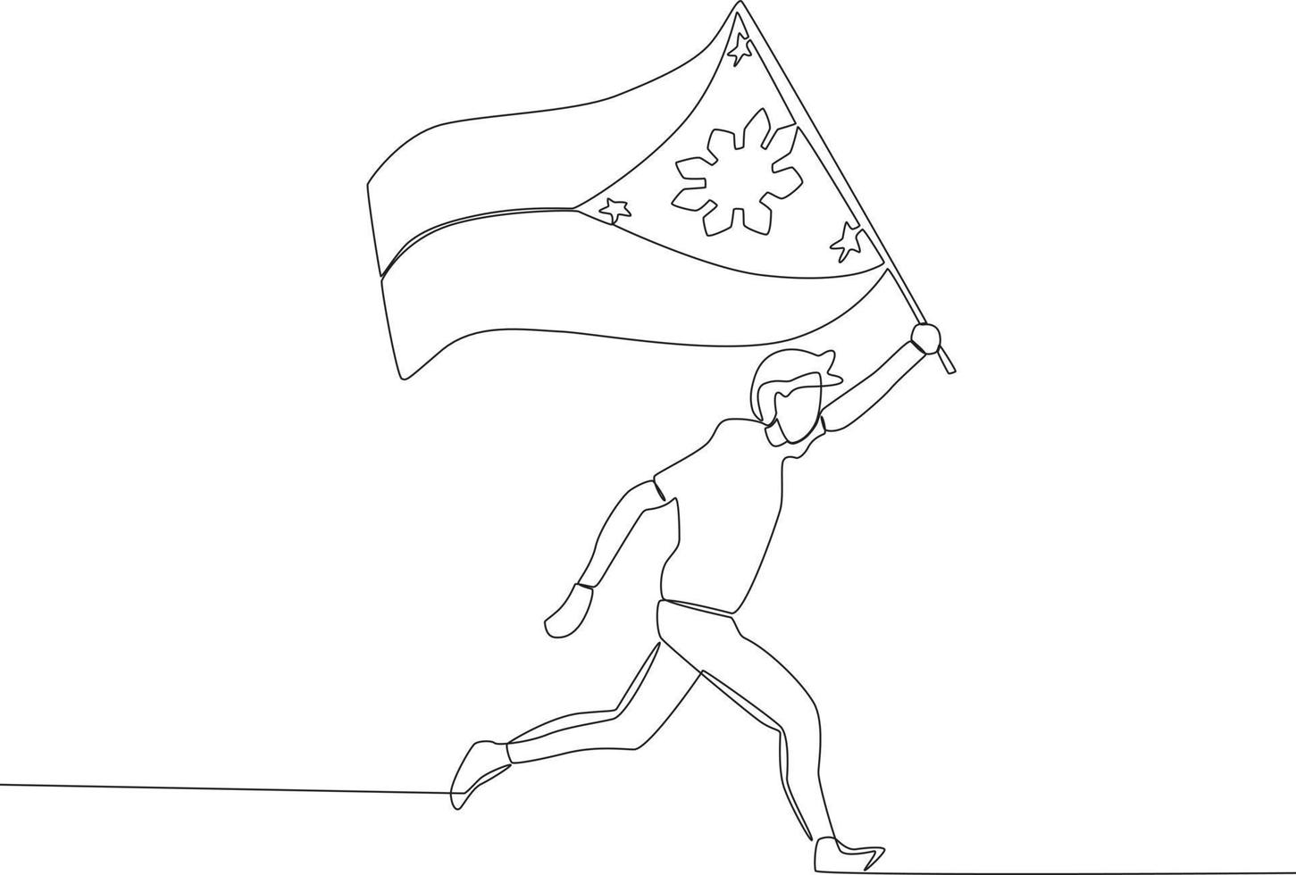 ein Mann läuft Tragen ein Philippinen Flagge vektor