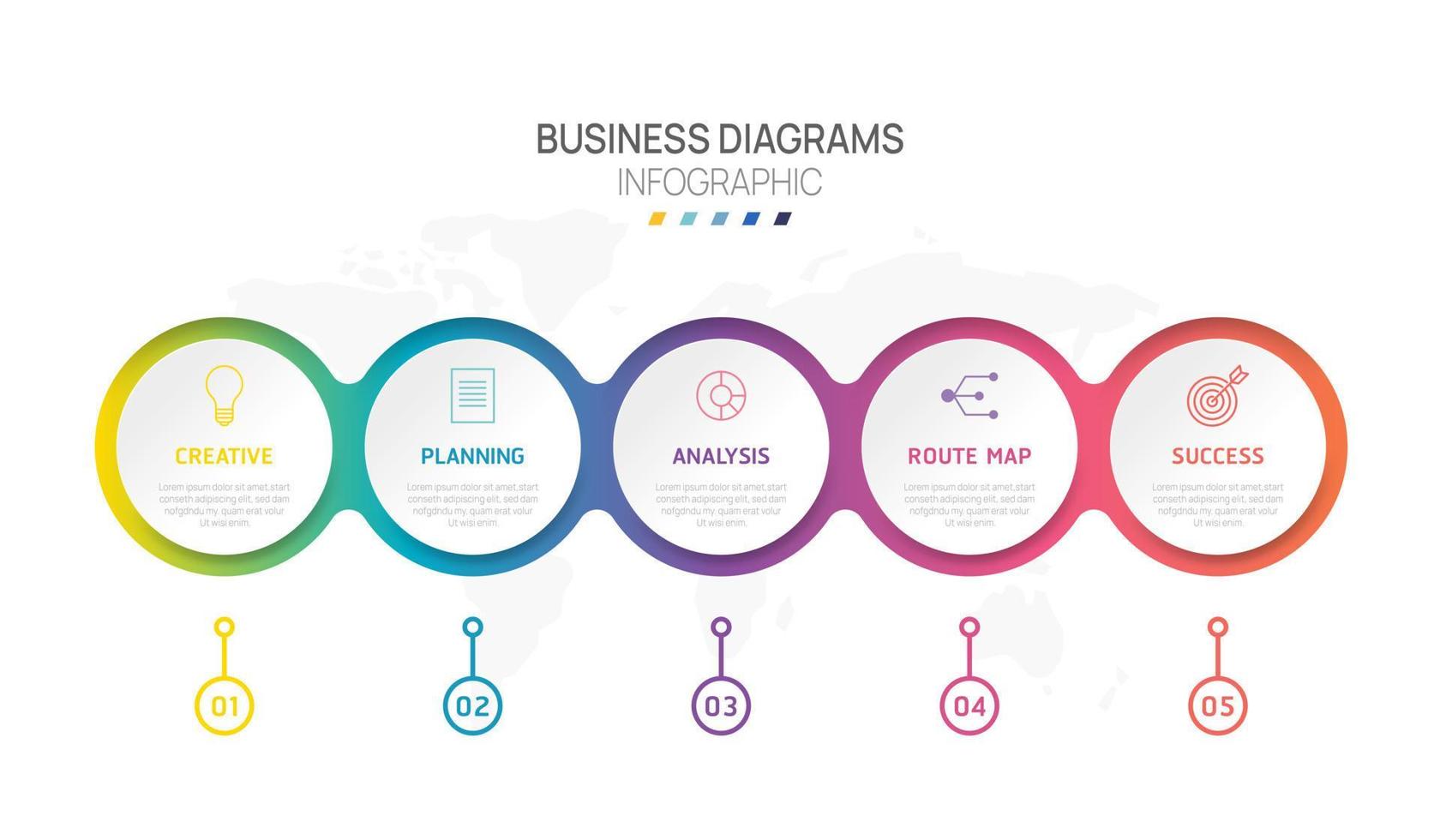 infographic diagram mall för företag. 5 steg modern sinne Karta diagram, milstolpe presentation vektor infografik.