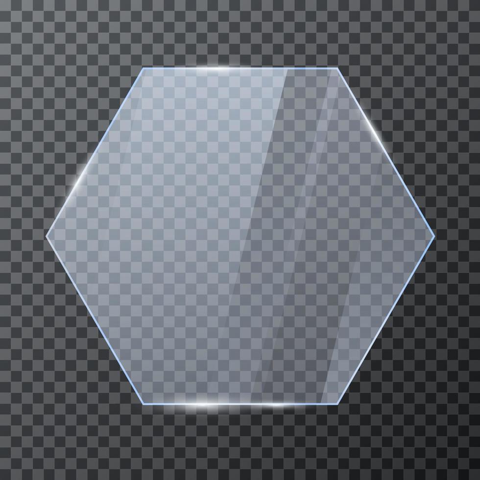 Hexagon Glas Banner. Polygon glänzend transparent Element. Vektor Illustration