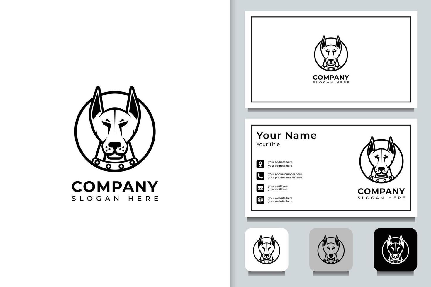 hund logotyp design med företag kort. professionell logotyp lämplig för din företag. vektor