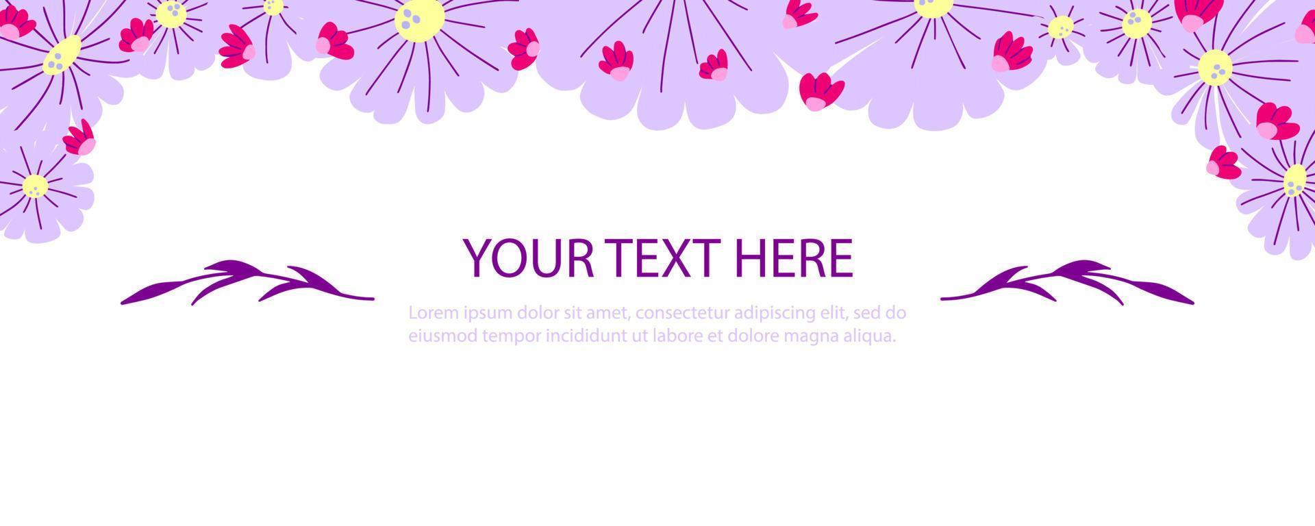 süß Hand gezeichnet Rahmen von Blumen. dekorativ Element mit Lavendel Blumen zum Drucken Einladungen, Briefe oder Gruß Karten. vektor