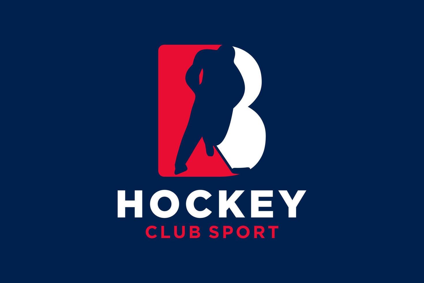 Vektor Initialen Brief b mit Eishockey kreativ geometrisch modern Logo Design.