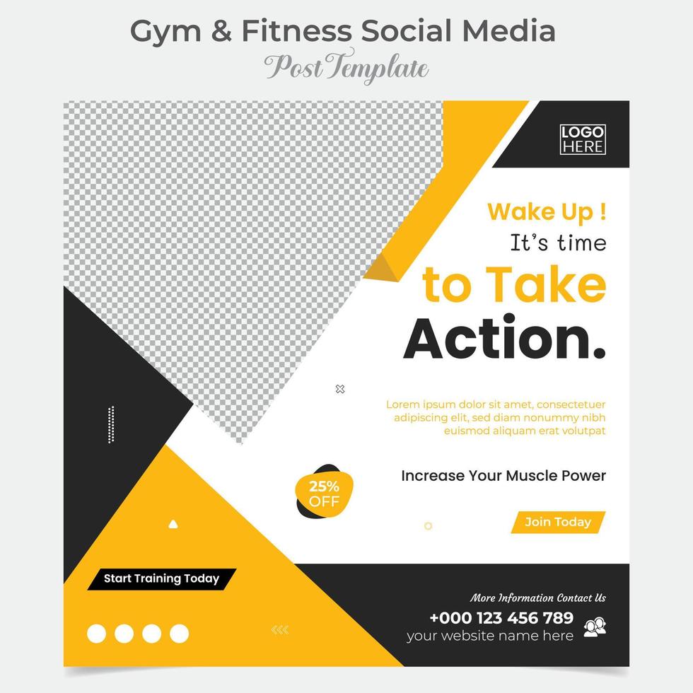 Fitnessstudio trainieren Platz Flyer Post Banner und Sozial Medien Post Vorlage Design vektor