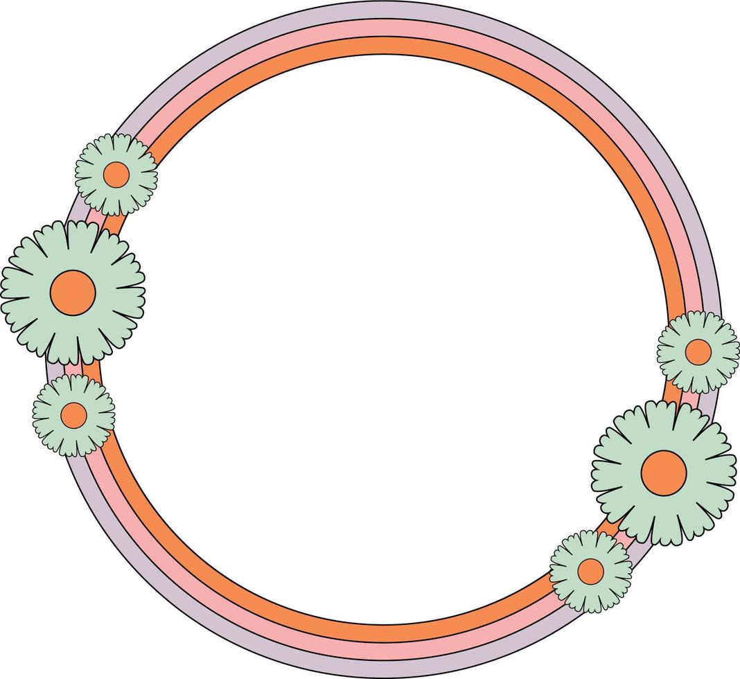 blommor på cirkel ram element vektor