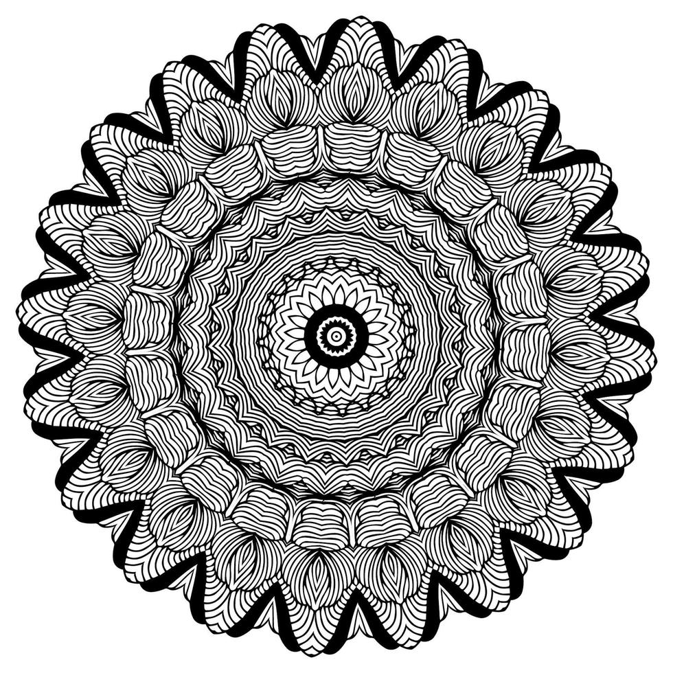 einfach kreisförmig Muster im bilden von Mandala zum Henna, mehndi, Tätowierung, Dekoration. dekorativ Ornament im ethnisch orientalisch Stil. Färbung Buch Buchseite. Kreis Vektor Clip Art Blumen- Blume orientalisch Muster