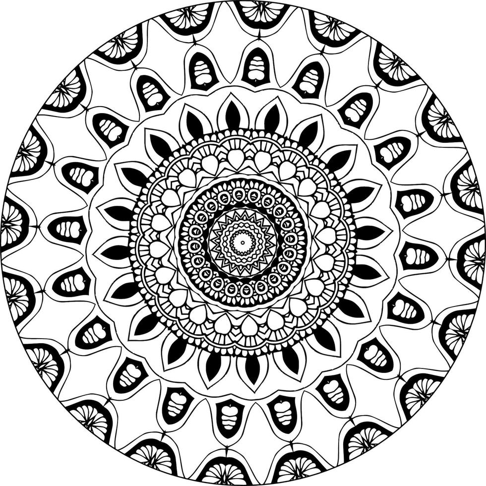 Mandala Färbung Buch Kunst. Gruß Karte, Aufkleber, Spitze Muster und Tätowierung. Dekoration zum Innere Design. Vektor Kreis von Mandala mit Blumen- Ornament Muster. Hintergrund