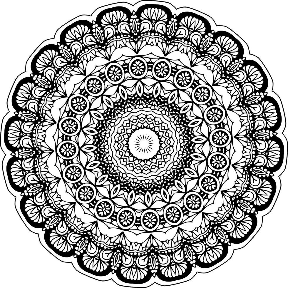 einfach kreisförmig Muster im bilden von Mandala zum Henna, mehndi, Tätowierung, Dekoration. dekorativ Ornament im ethnisch orientalisch Stil. Färbung Buch Seite zum Kinder. Jahrgang dekorativ Elemente vektor
