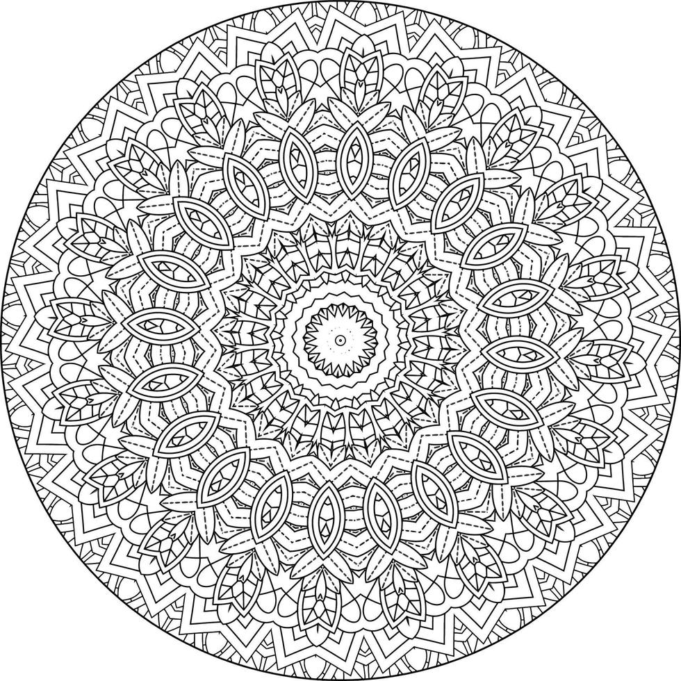 enkel klotter mandala med blommig och hjärta mönster på en vit isolerat bakgrund. för färg bok sidor. vektor