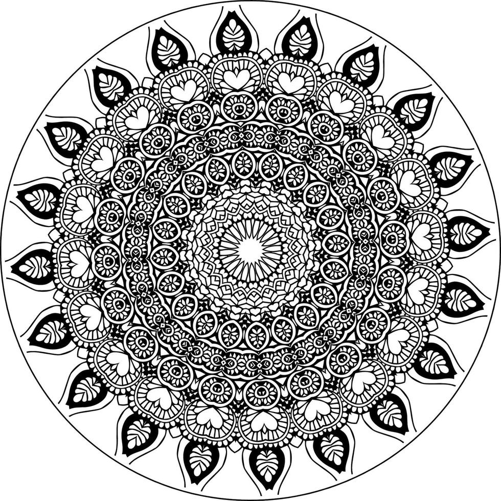 mandala färg bok konst. hälsning kort, klistermärke, spets mönster och tatuering. dekoration för interiör design. vektor cirkel av mandala med blommig prydnad mönster. bakgrund