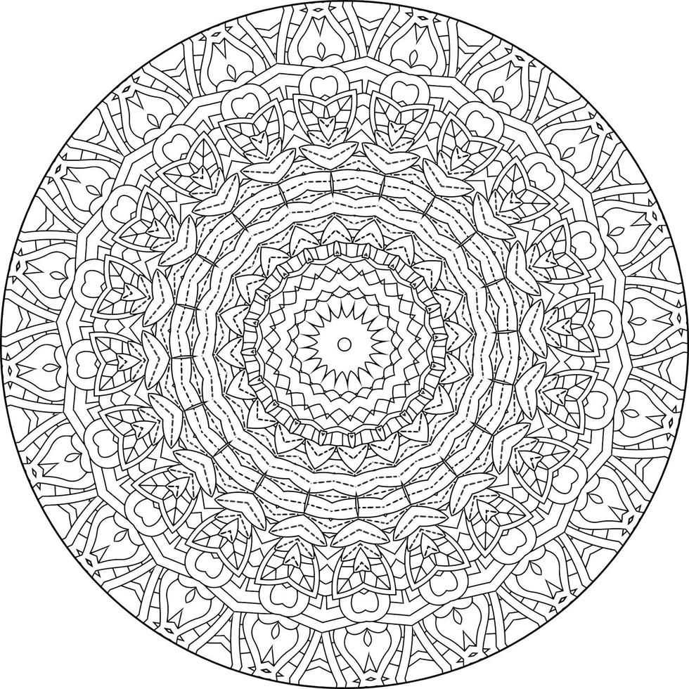 Vektor abstrakte Mandala-Muster. Kunst an der Wand. Malbuch Spitzenmuster das Tattoo. Design für ein Tapetenfarbenhemd und Fliesenaufkleberdesign, dekoratives Kreisornament im orientalischen Ethnostil