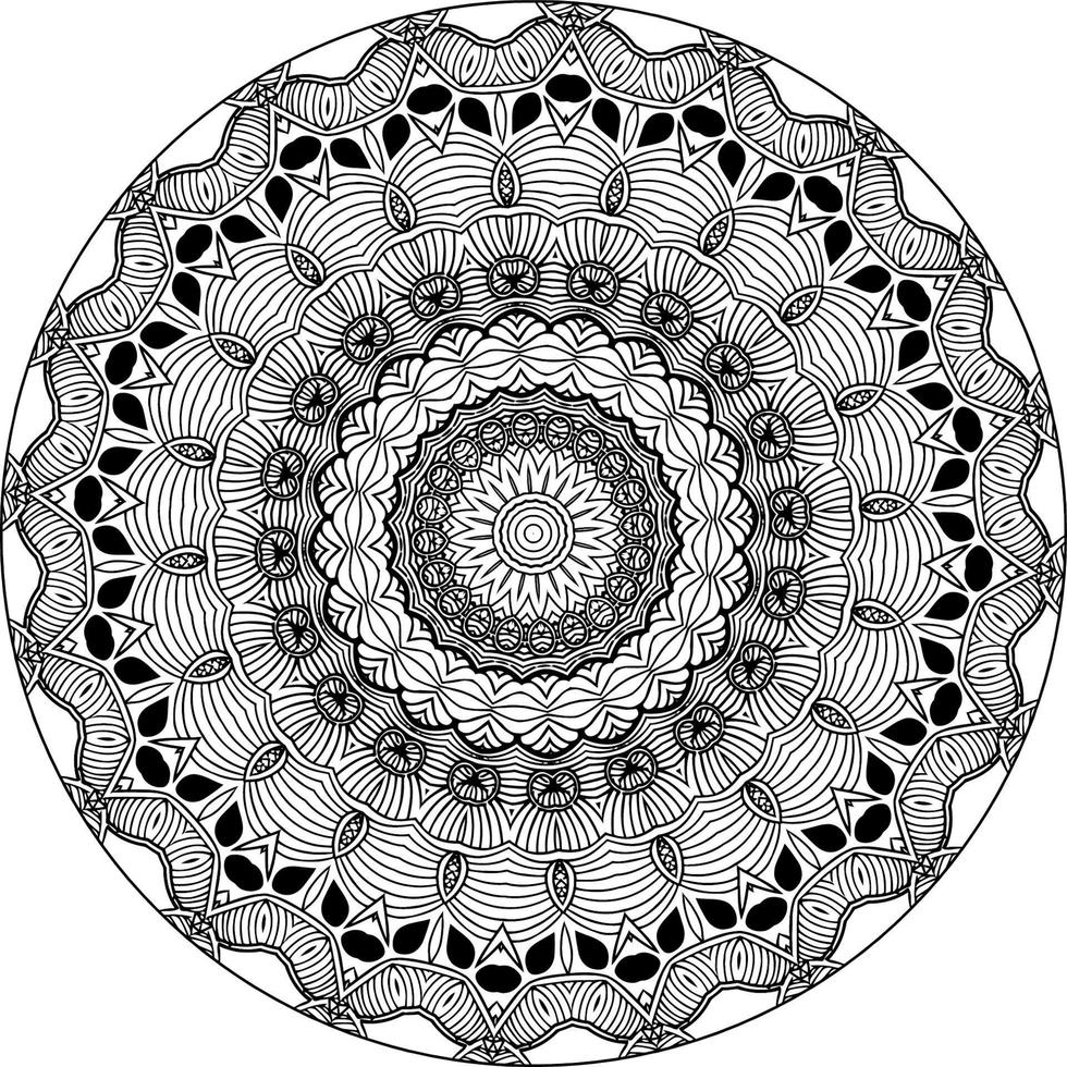 Vektor abstrakte Mandala-Muster. Kunst an der Wand. Malbuch Spitzenmuster das Tattoo. Design für ein Tapetenfarbenhemd und Fliesenaufkleberdesign, dekoratives Kreisornament im orientalischen Ethnostil