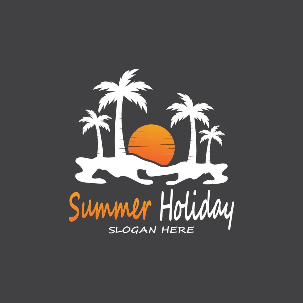 handflatan träd sommar högtider logotyp design vektor mall illustration