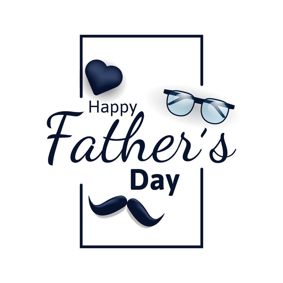 Väter Tag Gruß Karte oder Etikette auf Weiß Hintergrund mit Brille und Schnurrbart. Vektor Illustration